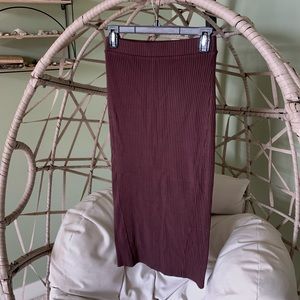 RIB SKIRT - Bodycon Midi Skirt - Elastic Waist Rib-Knit Pencil Skirt